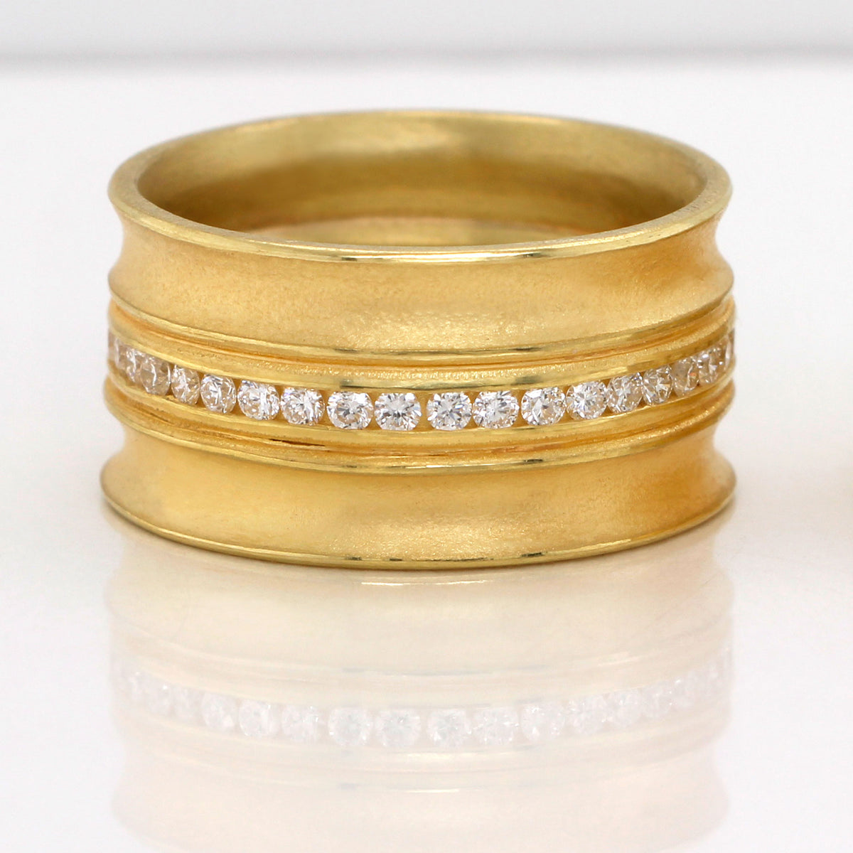 10.5mm Wide Double Curve Diamond Band